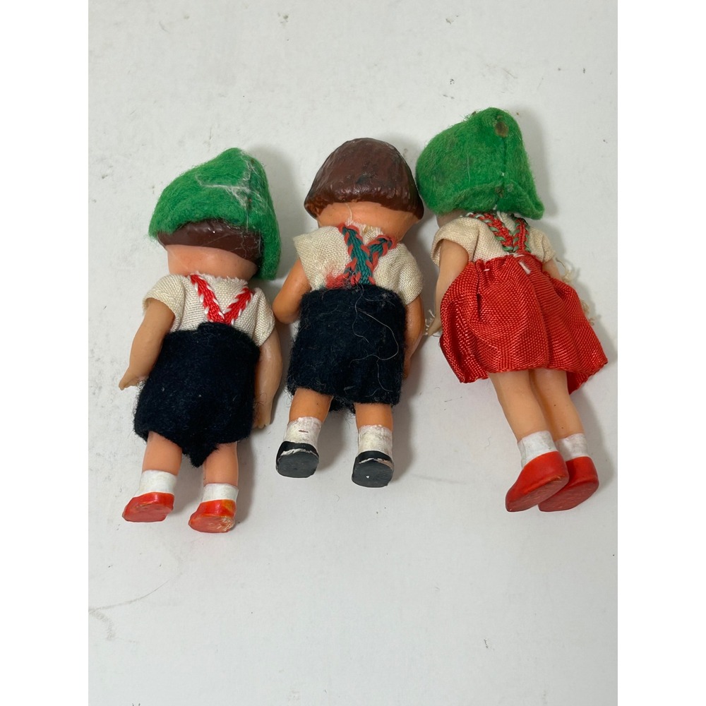 Vintage Miniature German Alpine Folk Dolls Set of 3 Lederhosen Traditional Dress - Picture 5 of 8